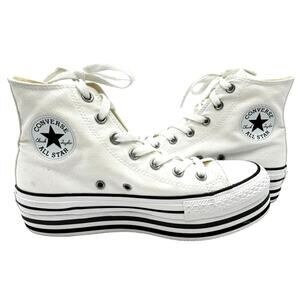 CONVERSE Womens 7.5 White Chuck Taylor All Star Lift Platform‎ High-Top Sneakers